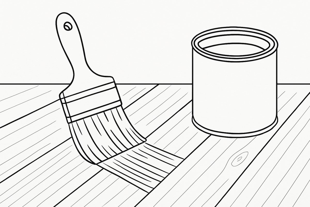 Applying decking oil along the grain of timber deck boards