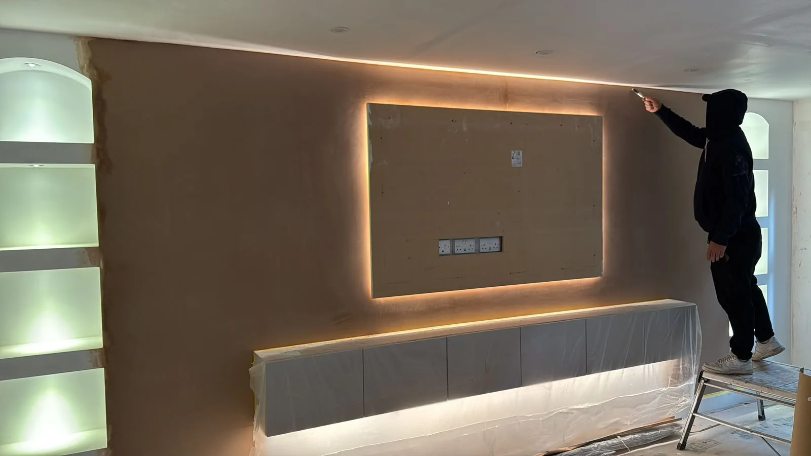 A finished LED feature media wall in Cambridge